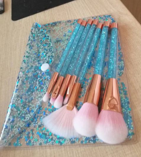 Blue Glitter Brush Set & Bag - The Beauty Vault