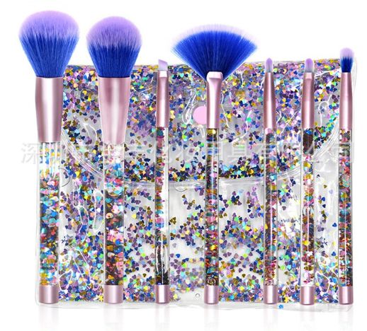 Multicolour Glitter Brush Set & Bag - The Beauty Vault